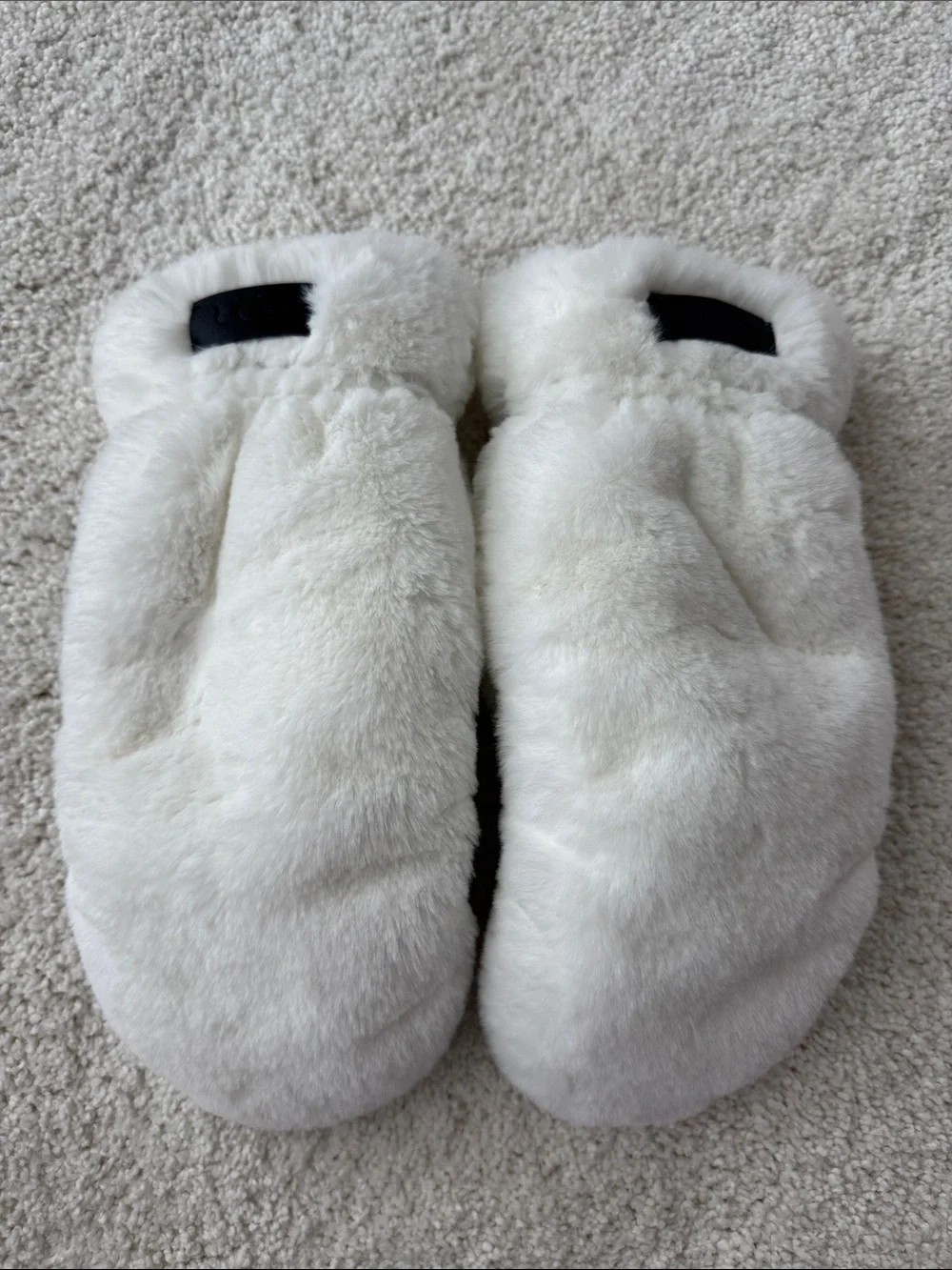 UGG White Faux Fur Mittens